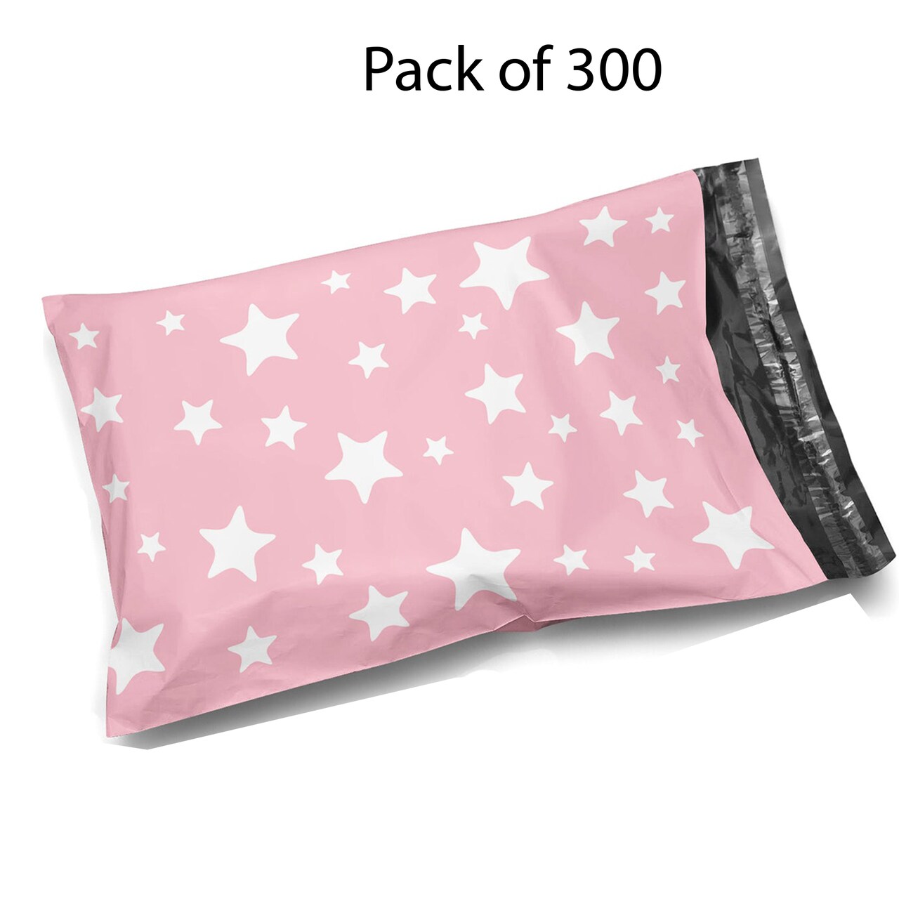 10 x 13 Glossy Light Pink and White Stars Decorative Plastic Poly Mailer Bags Waterproof Shipping Mailing Envelope 2 Mil – Permanent Adhesive Seal